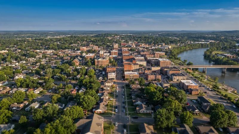 Aerial view of Clarksville, TN