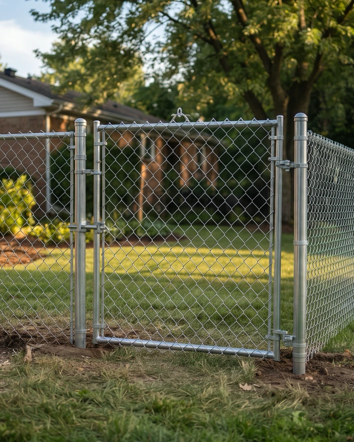 A white vinyl privacy fence with a matching gate